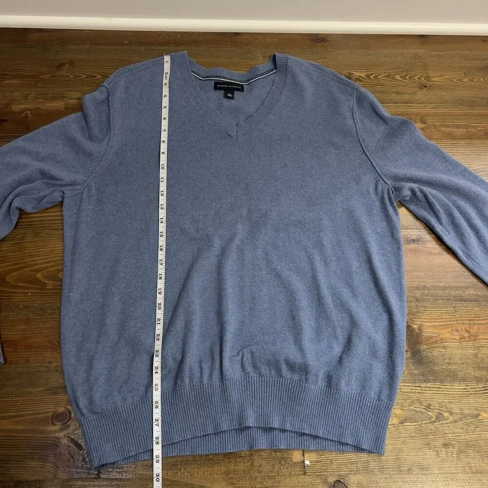 Banana Republic Cotton Cashmere Sweater Light Blue V Neck Men's Size Large
